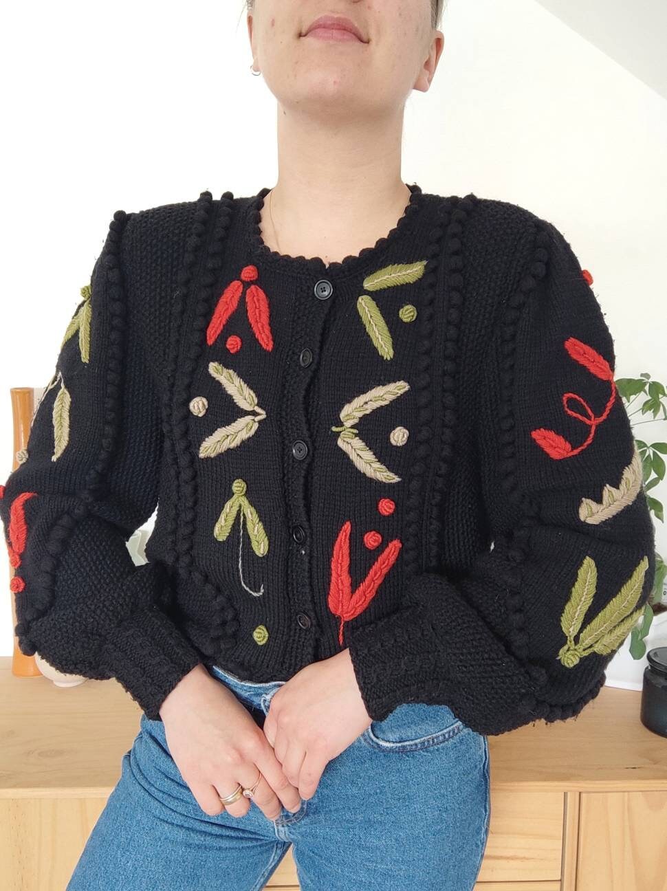 Vintage Handmade Austrian Tyrolean Bavarian Cardigan With Vintage Handmade Austrian Tyrolean Bavarian Cardigan With