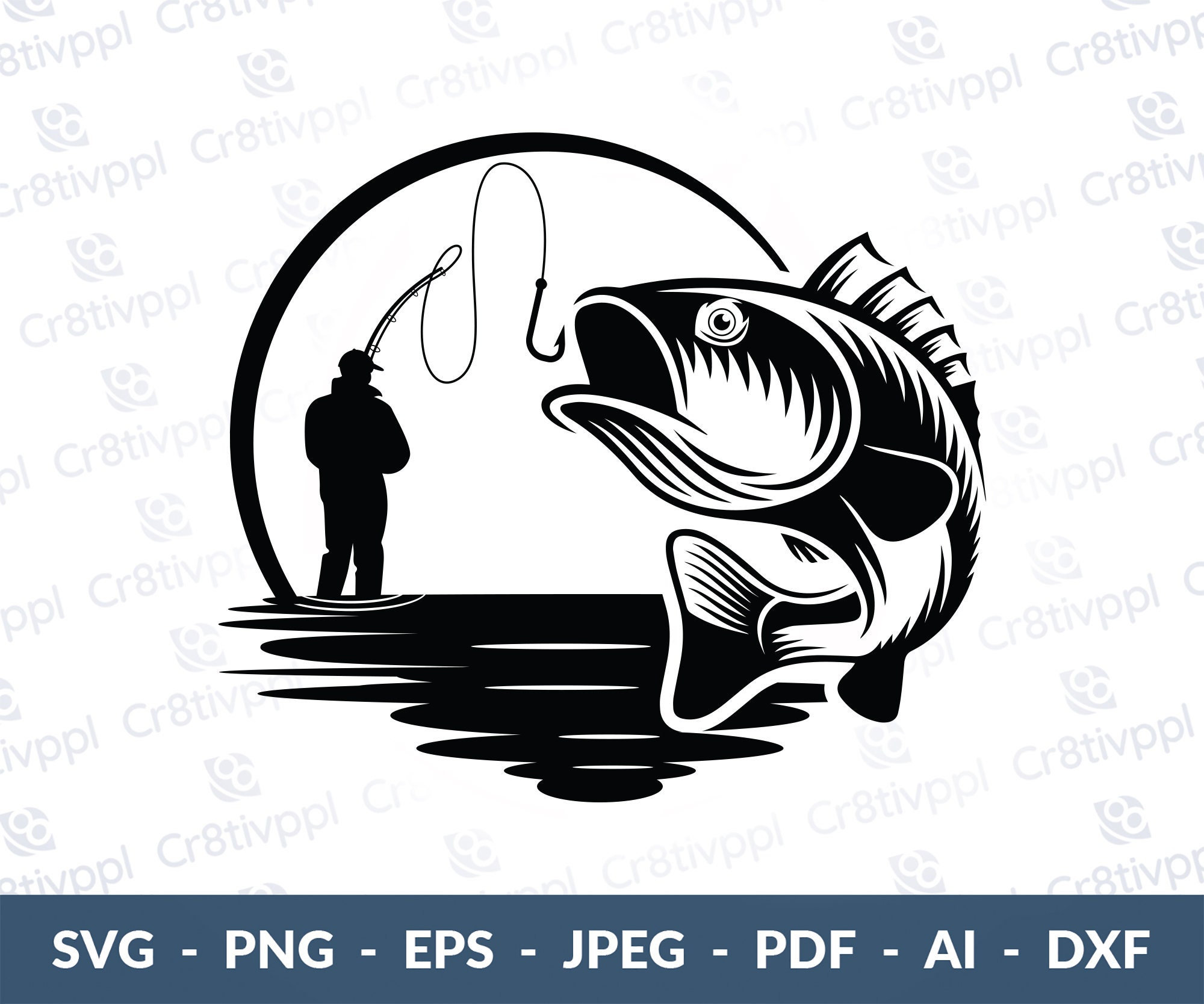 Fisherman Catching Fish Svg Fisherman Svg Catching Fish Svg Etsy