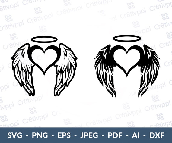 Angel Wings svg, Angel svg, Wings svg, Heart svg, Memorial svg, svg for silhouette, Instant Digital Download, Svg for cricut, svg files