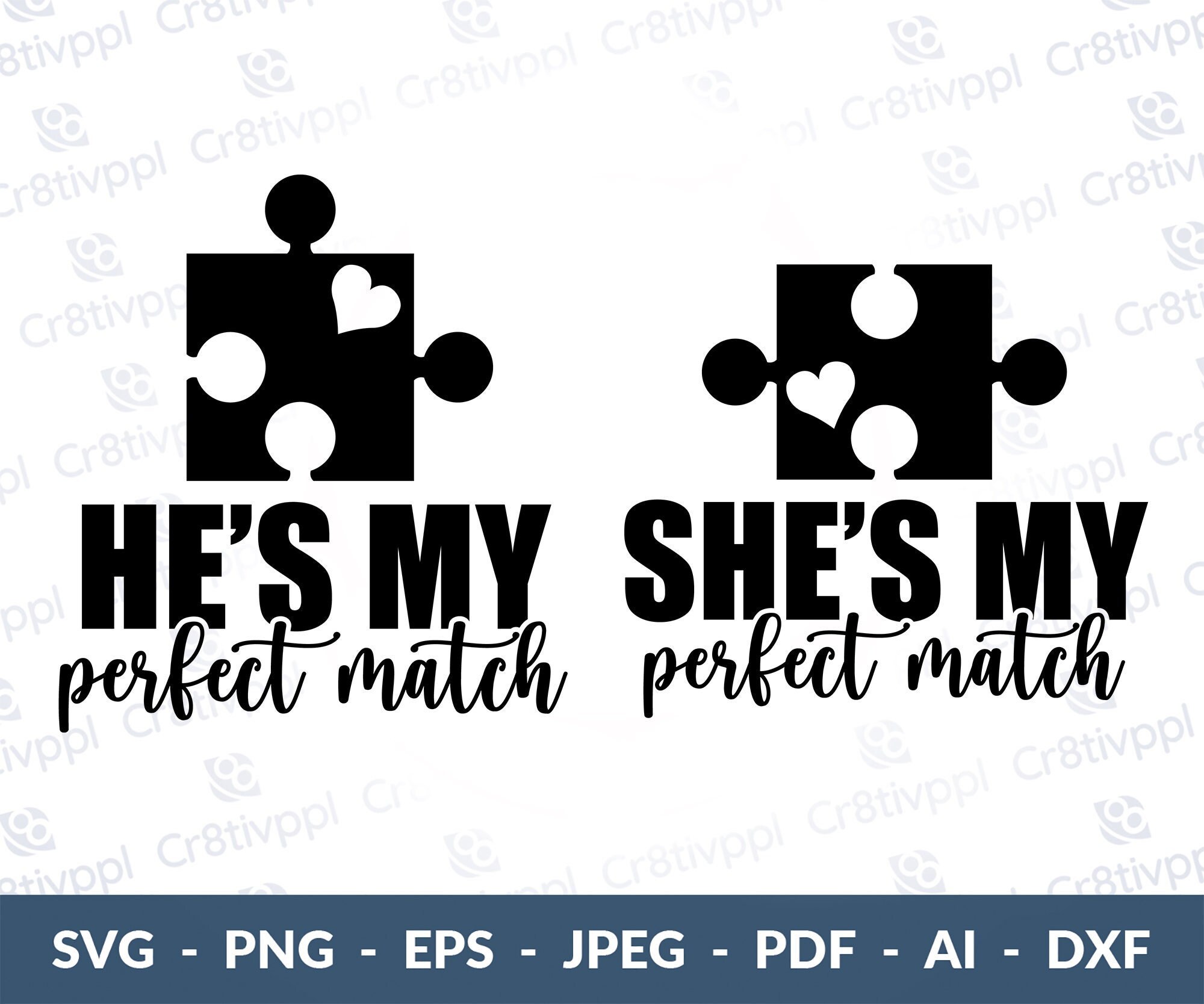 She's My Perfect Match Svg He's My Perfect Match Svg Etsy