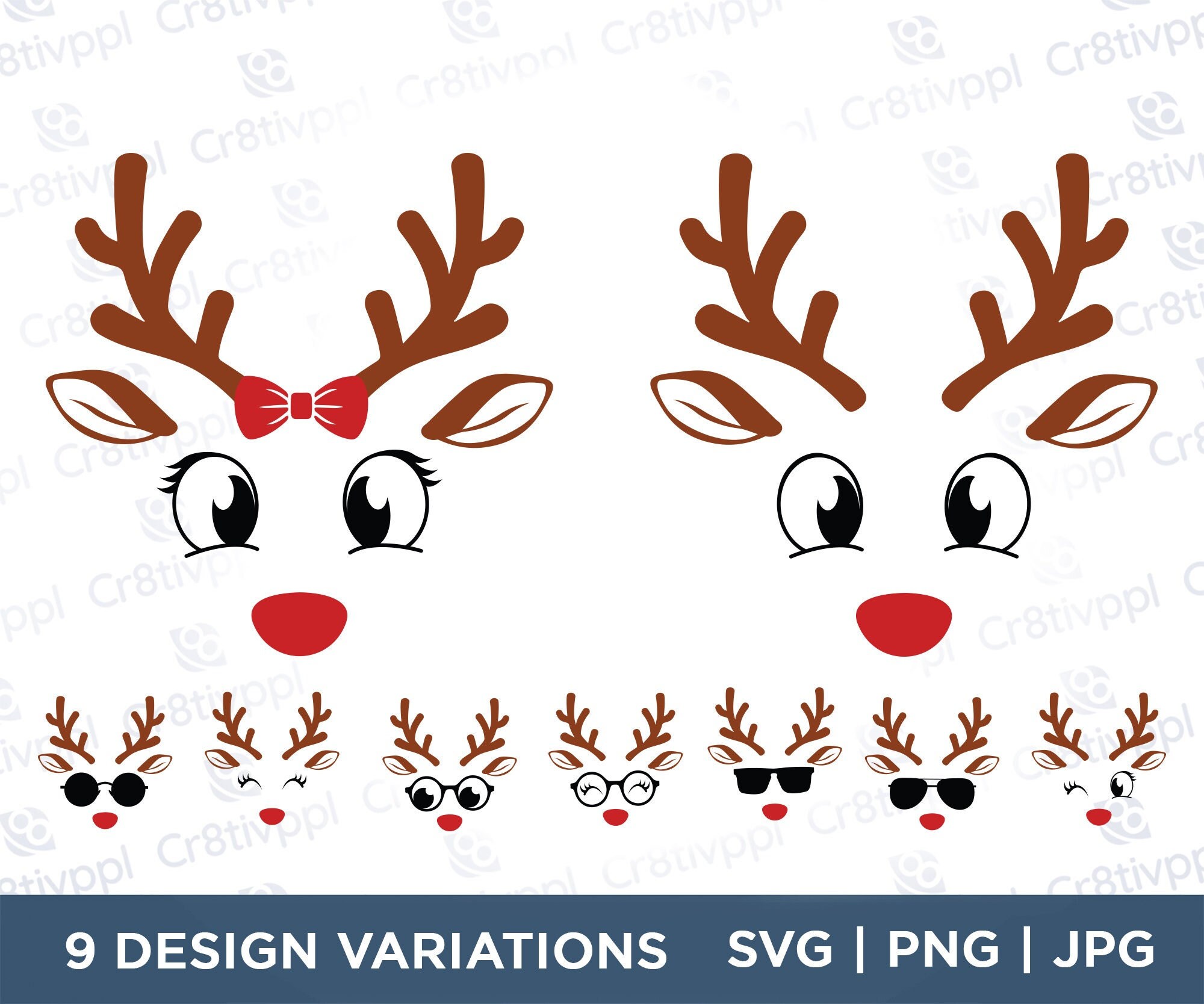 Reindeer Svg Reindeer Faces Svg Girl Reindeer Svg Boy Etsy