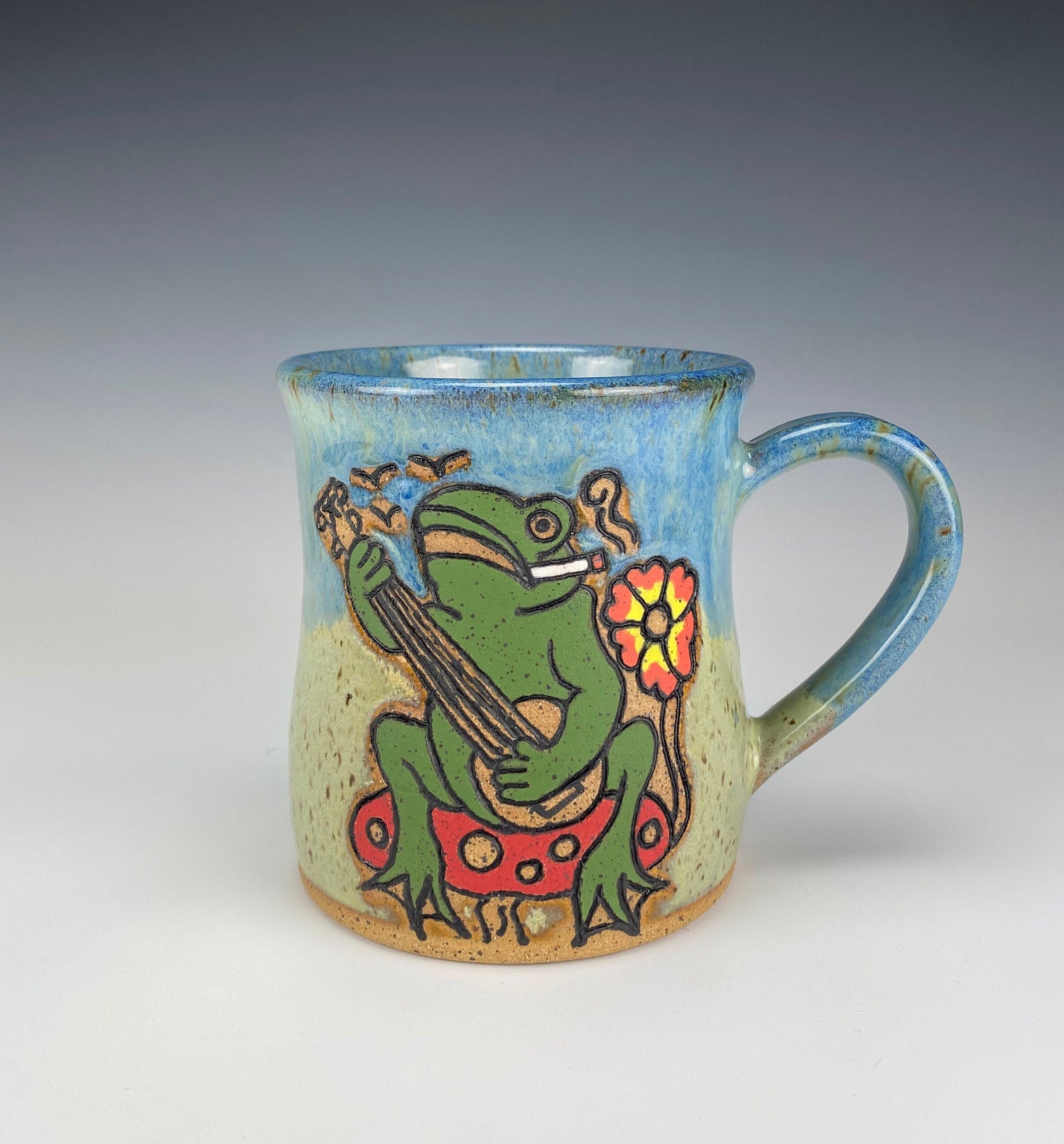 Magic Winged Frog with Toadstools Ceramic Mug