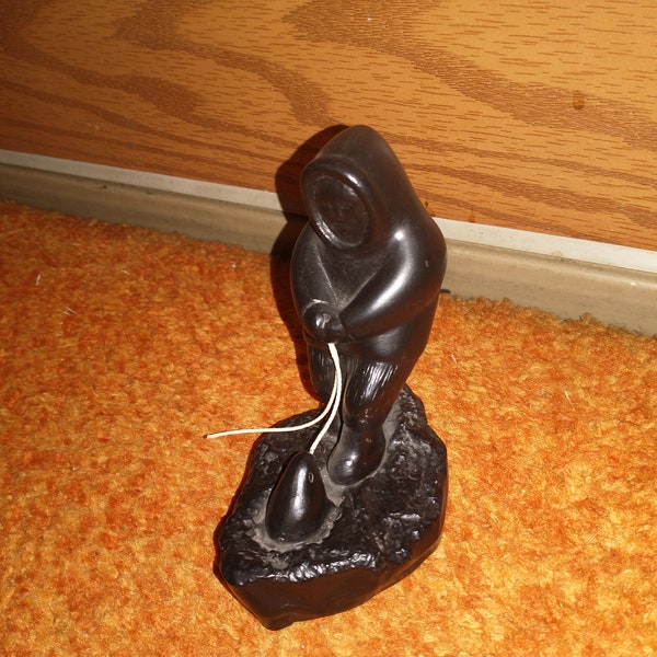 Decorative Boma Canadian Inuit Man Fishing Seal Figurine. Free shipping in the US