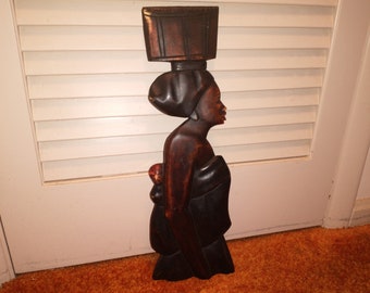 Antique 20&quot; Hand Carved African Woman Wall Statue. Free shipping in the US