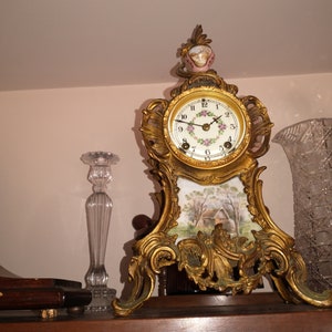 フランス ハンドペイント 天使のアンティーク置時計