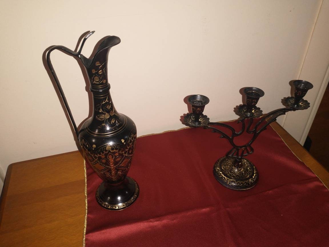 インド　真鍮製壺 インド製の真鍮製の壺 - Etsy 日本
