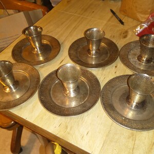 12 Piece Antique WM Mounts Homan Plate on Nickel Silver. Hammered Silver plate. 6 7&quot; Plates and 6 Cups. Free shipping in the US