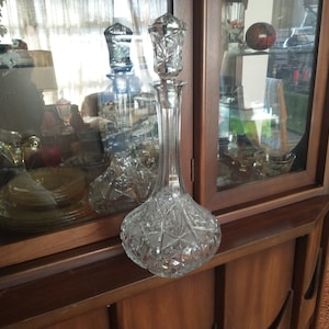 Big Antique American Brilliant Cut Glass Decanter with Stopper