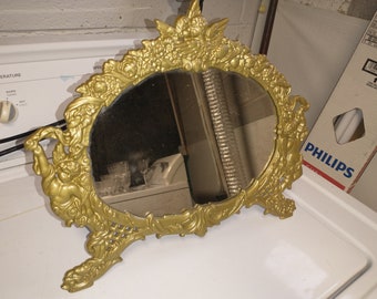 Antique Painted Cast Iron Decorative Vanity Mirror. Free shipping in the US