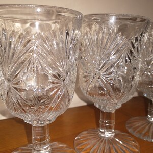 6 Antique Footed Decorative Glass Wine Glasses. Free shipping in the US