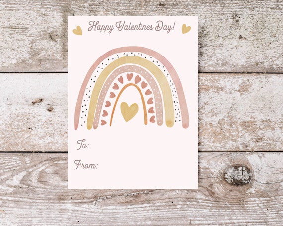 Rainbow Valentine Printable Valentine Kids Valentines | Etsy