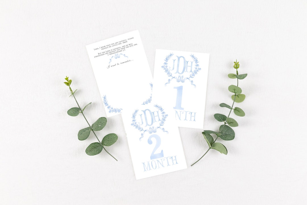 Monogrammed Milestone Cards for Boys | Baby Gift | Baby Milestone Cards ...