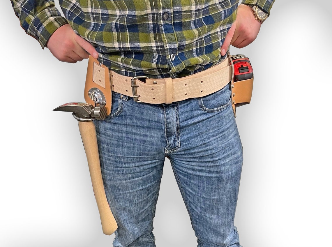 Leather Tool Belt Hammer Holder Tape Measure Pouch Gift for Handyman