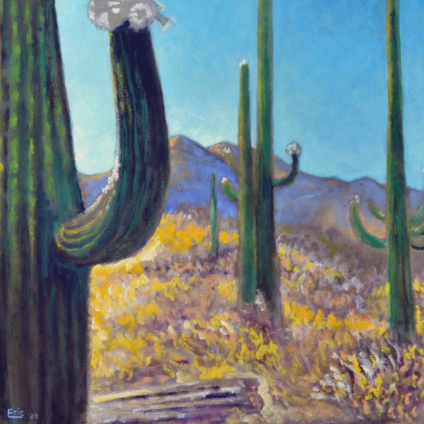 Original Oil Painting- Arizona Afternoon - Figurative Landscape - 16 x 20 on canvas - unframed