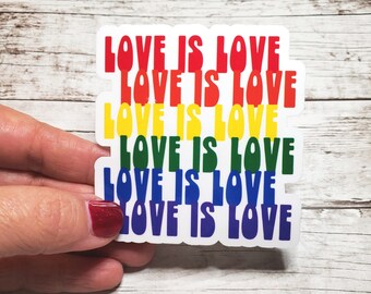 Rainbow 'Love is Love' Vinyl Sticker, LGBTQIA Pride