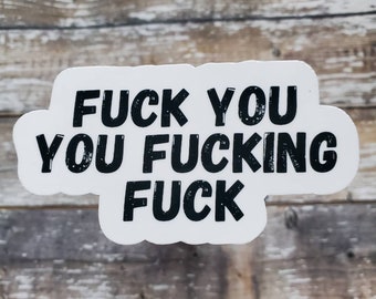 fuck you you fucking c lip Fuck You Vinyl Sticker, Funny Laptop Decal, Weather Resistant