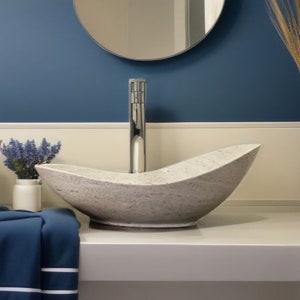 Bathroom Vessel Sink Travertine marble Stone Bowl