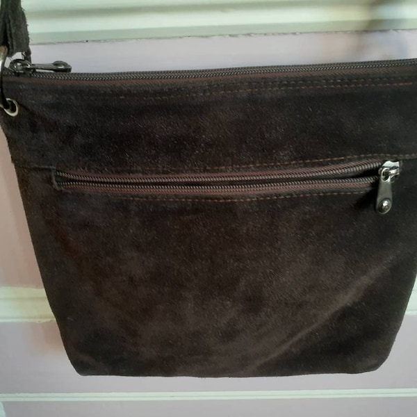 Brown Suede Saks Fifth Avenue Cross body Bag 70's Glamour Boho Italian Made