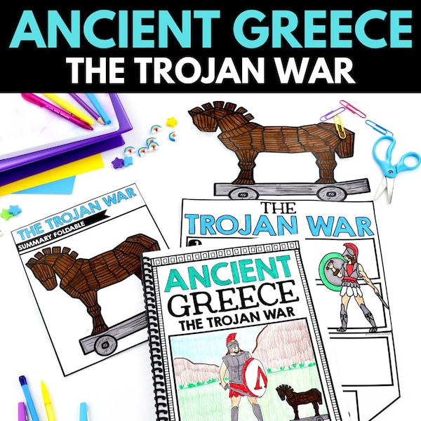 Ancient Greece Unit - Trojan War History Unit with Projects and Activities - Homeschool Printables and Worksheets - Ancient History