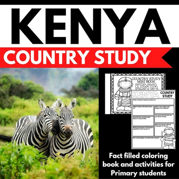 Kenya Country Study Research Project - Kenya Facts and Reading Comprehension Questions - Passport Activity - Homeschool Printable - Africa