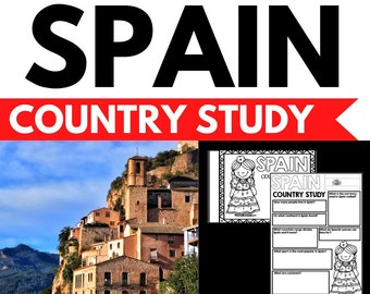 Spain Country Study Research Project - Spain Facts and Reading Comprehension Questions - Passport Activity - Homeschool Printable Worksheets