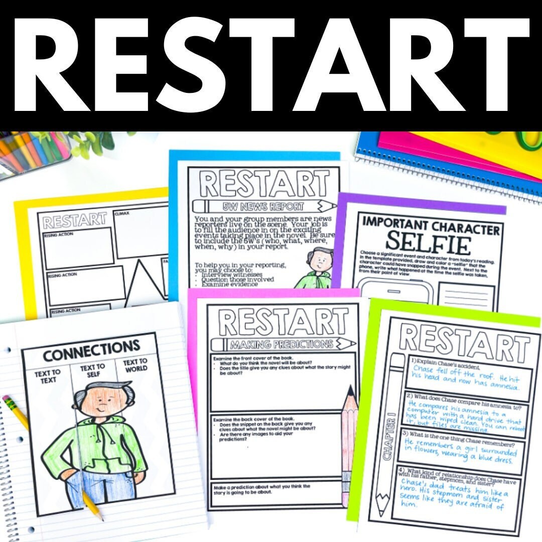 Restart Novel Study Worksheets Printables Homeschool Curriculum