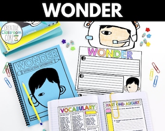 Wonder Novel Study Comprehension Activities - Worksheets - Printables - Homeschool Curriculum - Language Arts - R.J. Palacio
