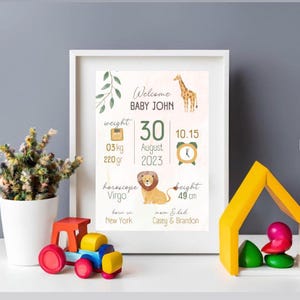 Pôster personalizado para TODOS OS IDIOMAS, Moldura de aniversário do primeiro ano do bebê, Presente de aniversário, Moldura de memória, Foto personalizada, Presente personalizado