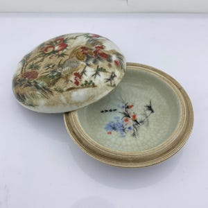 Famille Rose Porcelain Box, Hand Painted Antique