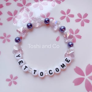 BTS Yet To Come Purple Butterfly Beaded Bracelet Pearlescent Bangtan ARMY K-pop Gift