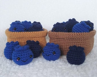 Crochet Basket of Blueberry Plushies | Amigurumi Blueberries | Food Plushies