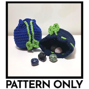 MÖNSTER: Virkad påse med blåbärsmönster och dragsko | Tärningspåse med bärmönster | Prydnadspåse | (PDF-nedladdning med bilder, amerikanska termer)