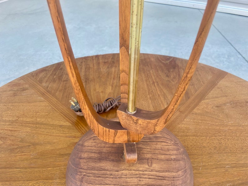 Mid Century Walnut & Brass Table Lamp image 7