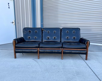1950s Mid Century Leather Safari Sofa