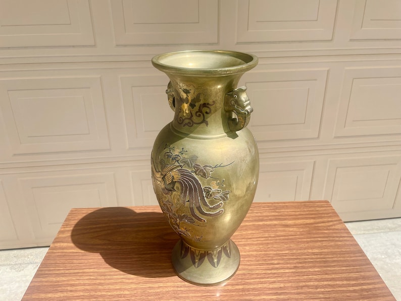 Vintage Solid Brass Vase Etsy