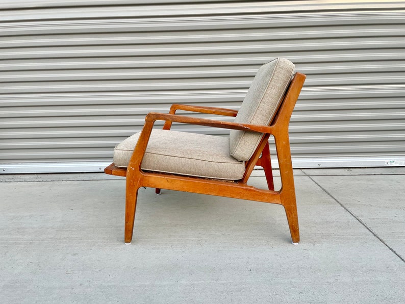1960s Danish Modern Single Walnut Lounge Chair by Ib Kofod-Larsen for Selig image 7