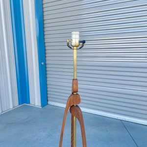 Mid Century Walnut & Brass Table Lamp image 2