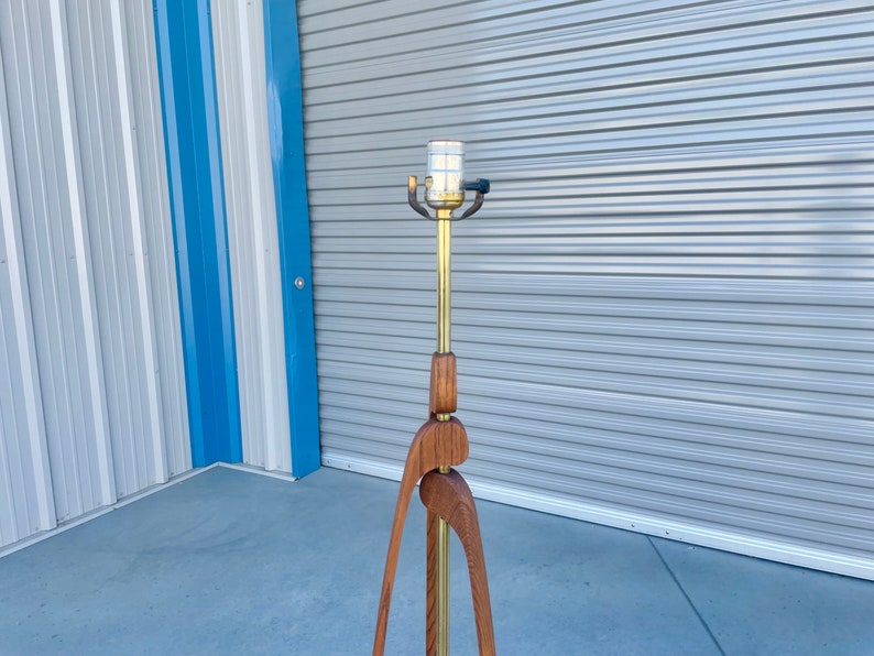 Mid Century Walnut & Brass Table Lamp image 2