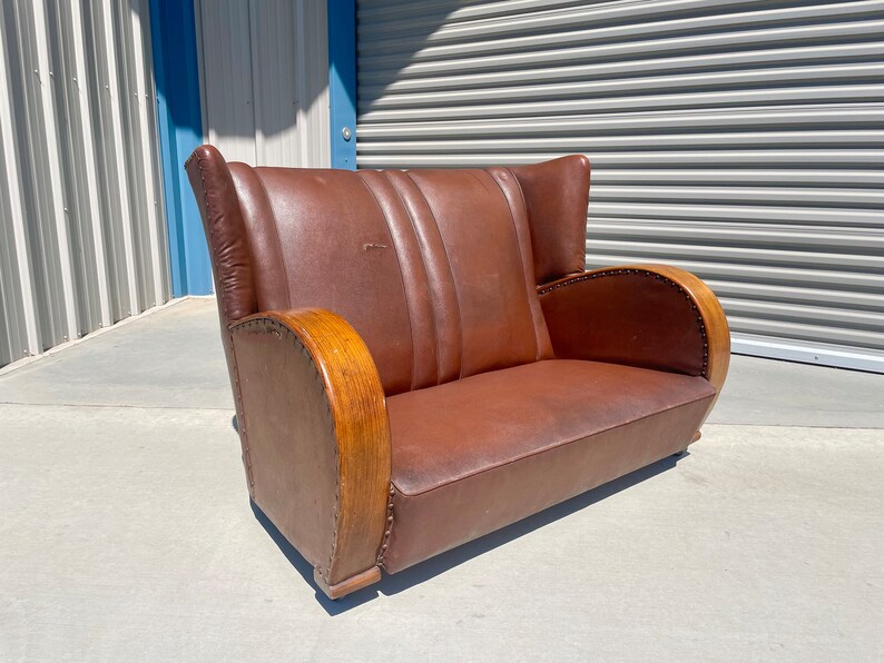 Vintage Art Deco Vinyl Loveseat image 4