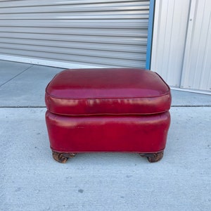 1950s Vintage Leather Chair & Ottoman Set of 2 image 10