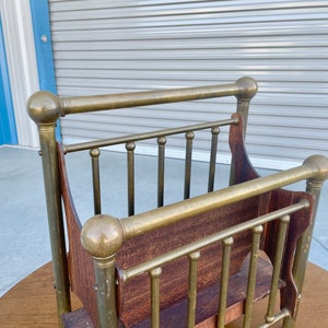 1950s Vintage Brass Magazine Rack image 2