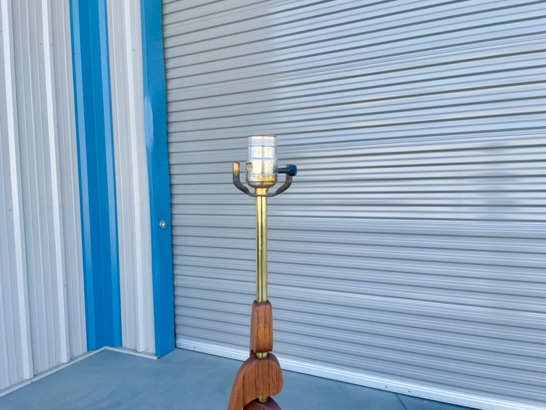 Mid Century Walnut & Brass Table Lamp image 6