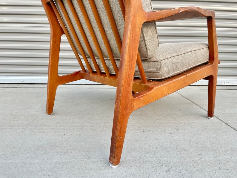 1960s Danish Modern Single Walnut Lounge Chair by Ib Kofod-Larsen for Selig image 9
