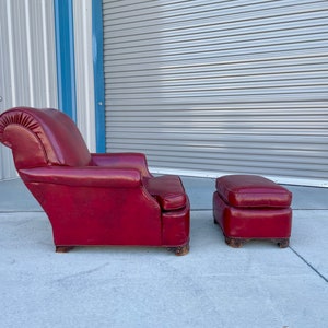 1950s Vintage Leather Chair & Ottoman Set of 2 image 4
