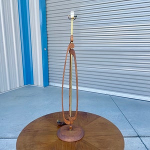 Mid Century Walnut & Brass Table Lamp image 1