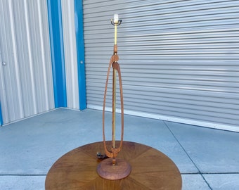 Mid Century Walnut & Brass Table Lamp