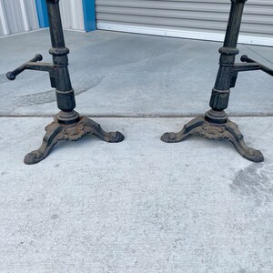 Early 1900s Vintage Heavy Cast Iron Bar Stools a Pair image 7