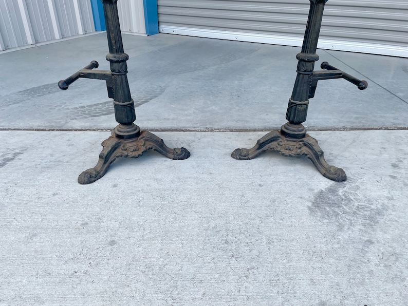 Early 1900s Vintage Heavy Cast Iron Bar Stools a Pair image 7