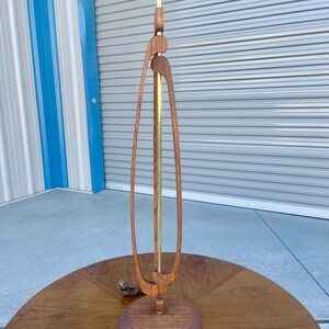 Mid Century Walnut & Brass Table Lamp image 3