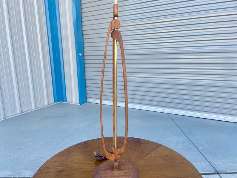 Mid Century Walnut & Brass Table Lamp image 3